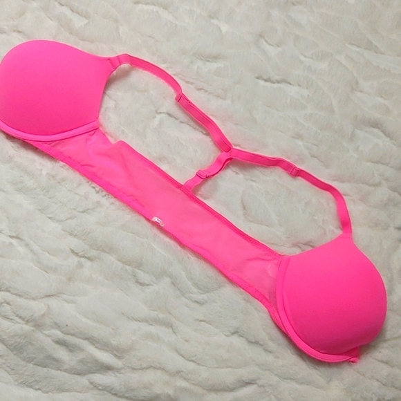 VS Pink Front Clasp "Wear Everywhere Push Up" Bra 32C in Neon Pink from 2012 - Picture 8 of 9